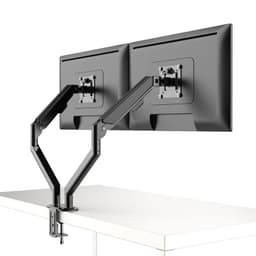 The aluminum arm for two monitors allows you to adjust your screens to the correct height, depth, and viewing angle, reducing neck strain. The arm is highly adjustable and uses a counterbalance pneumatic spring mechanism, giving you the sensation that the monitor is floating. You simply move the screen and it stays in the place where you left it. It is the perfect complement to your standing desk setup in the home office.