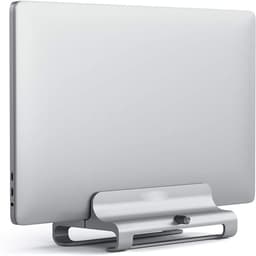 The vertical laptop stand allows you to place your closed laptop in a vertical position on the desk. It helps keep your desk organized and maximizes workspace. It is perfect for large screen setups, multiple screens, or small spaces.
